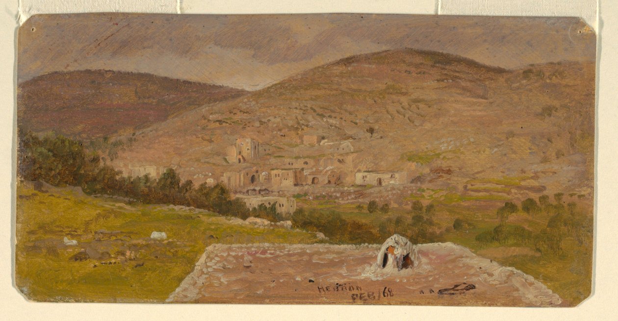 Tegning, Hebron, oversigt, februar 1868 af Frederic Edwin Church