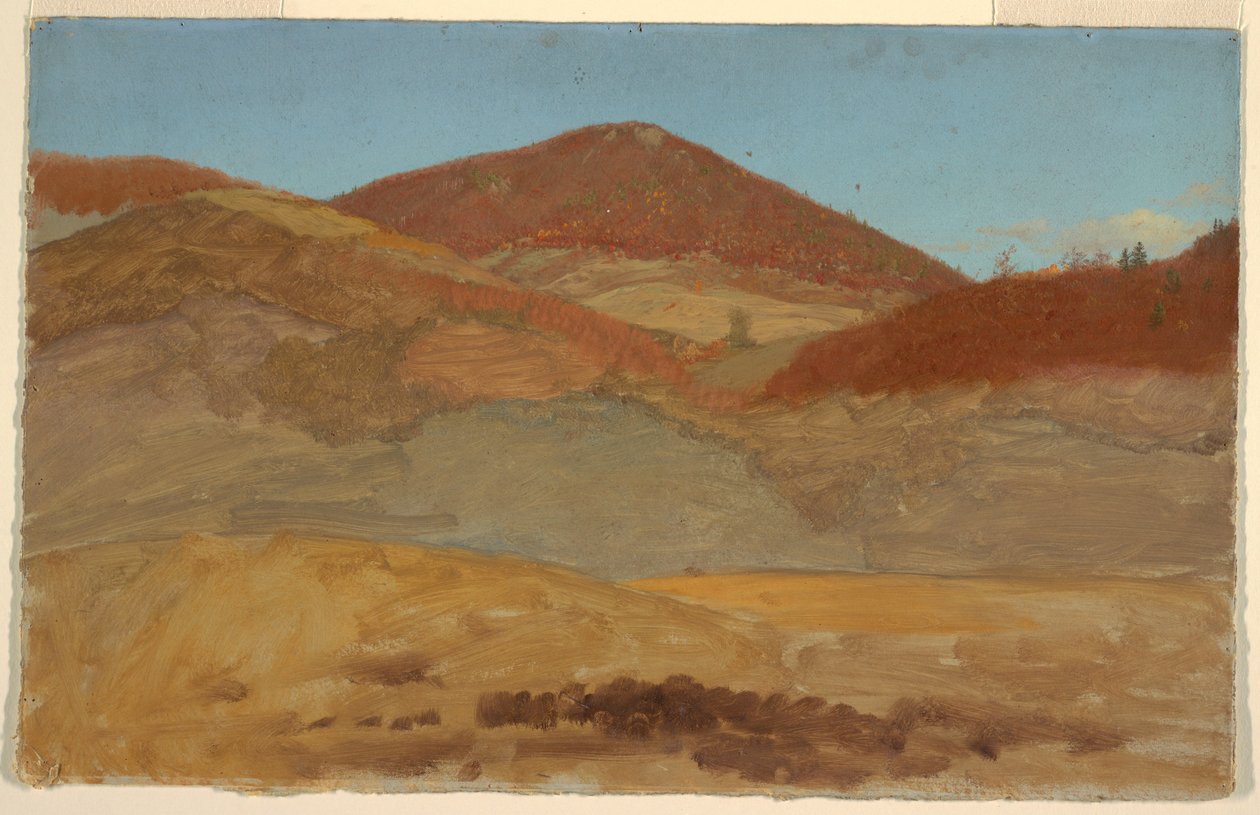 Tegning, bakket landskab, efterår, 1870-80 af Frederic Edwin Church
