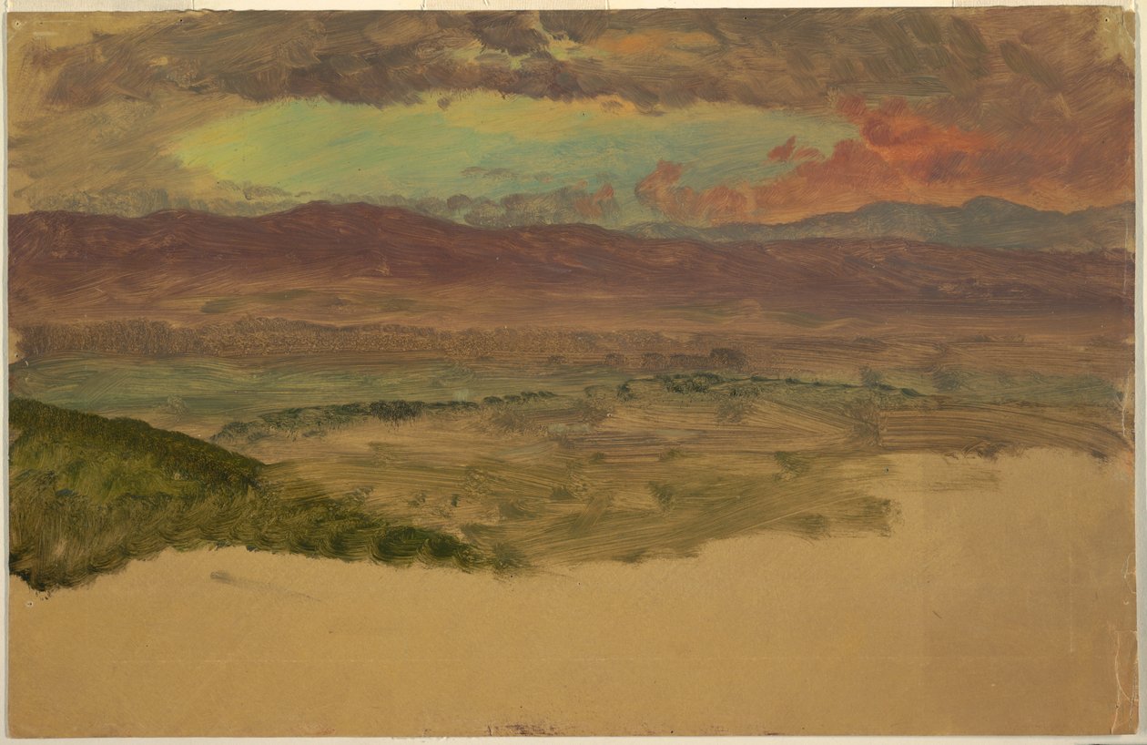 Tegning, landskab i Hudson Valley, ca. 1880 af Frederic Edwin Church
