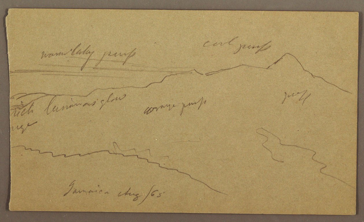 Tegning, landskab, august 1865 af Frederic Edwin Church