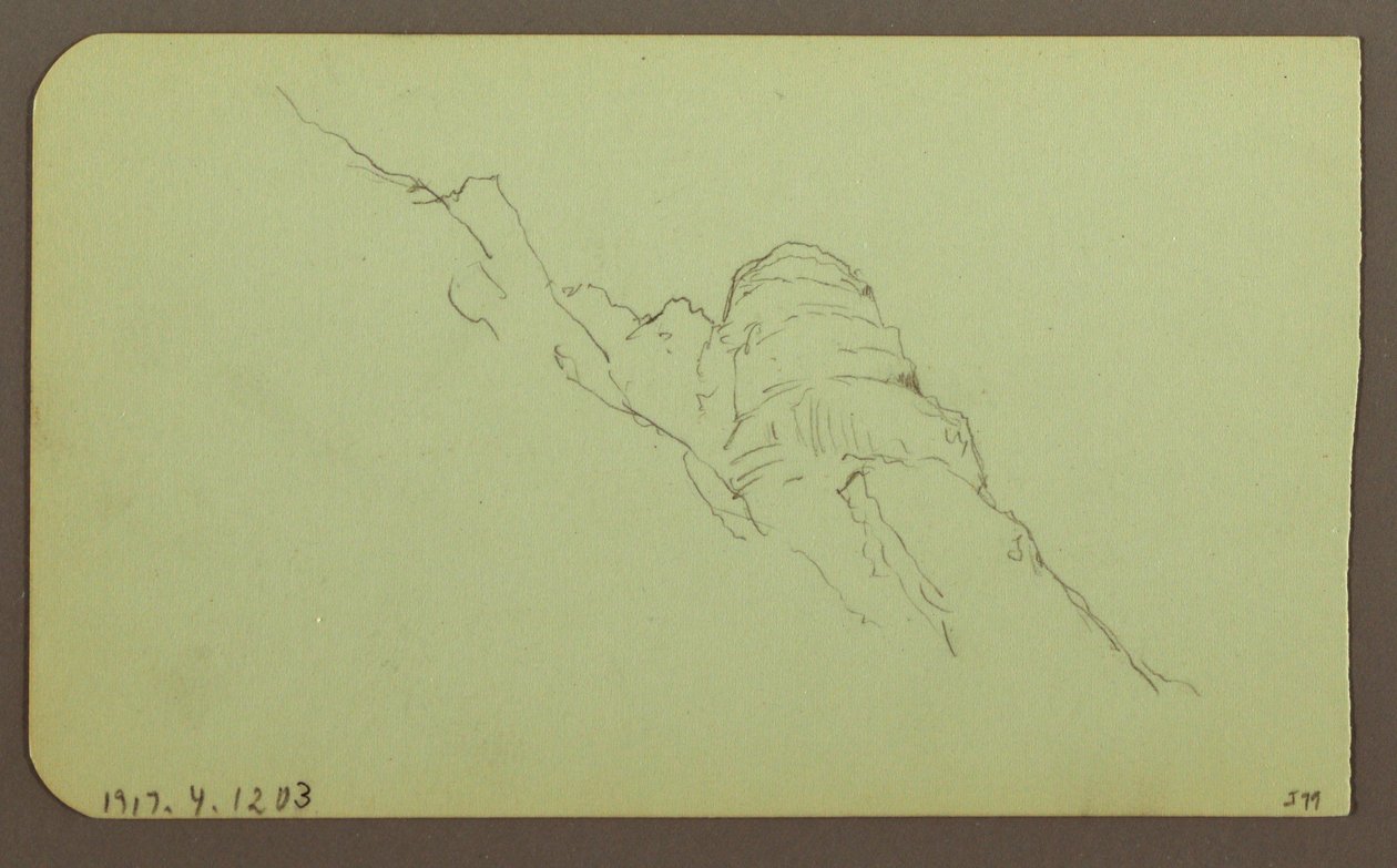 Tegning, landskab; bagside: Bjergside, 1883 af Frederic Edwin Church