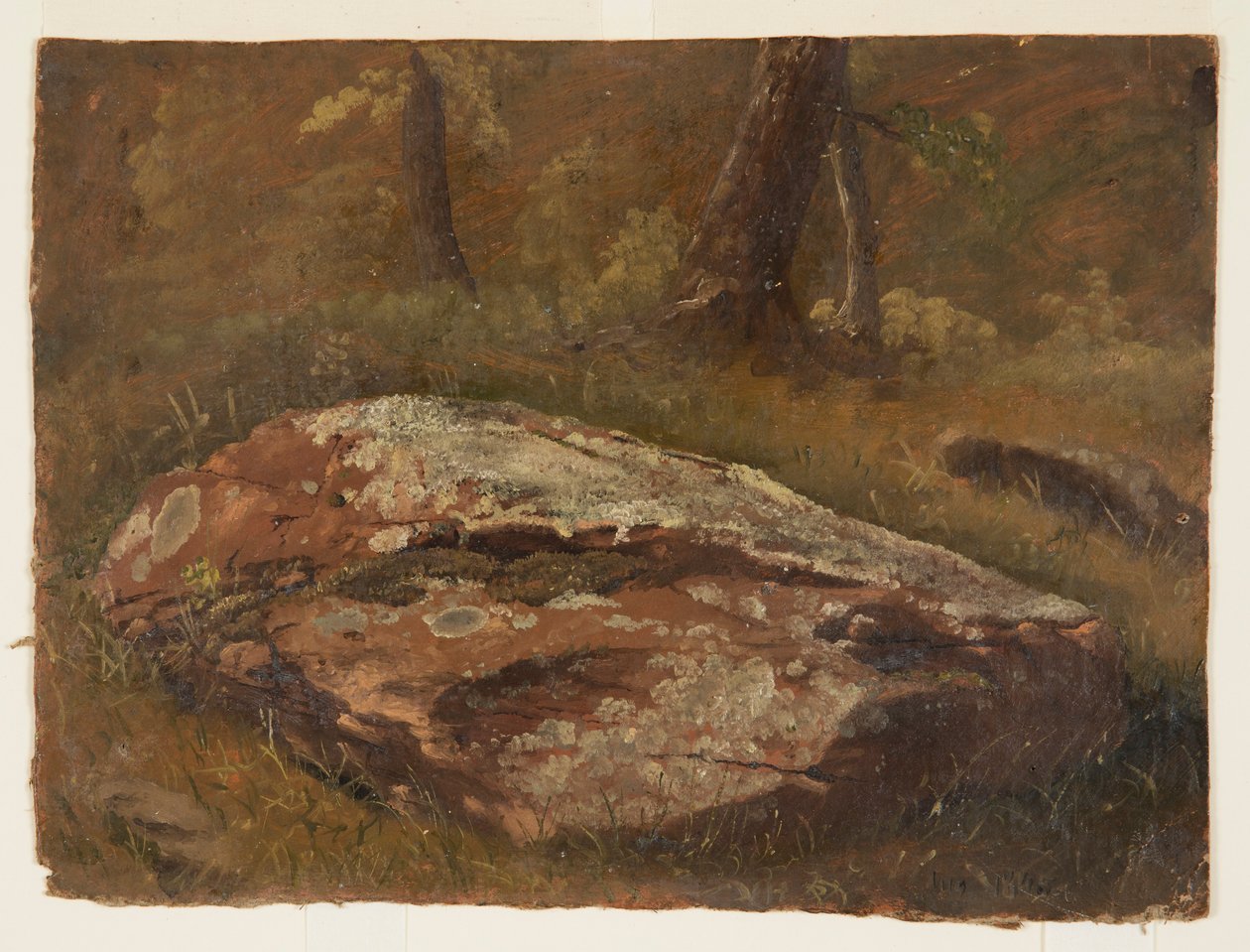 Tegning, Mossy Rock, august 1845 af Frederic Edwin Church