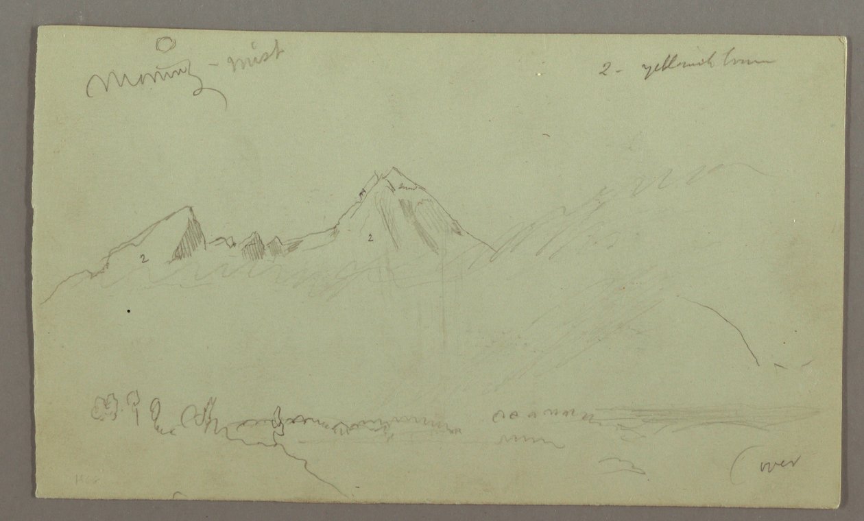 Tegning, Bjergtoppe, muligvis 1868 af Frederic Edwin Church