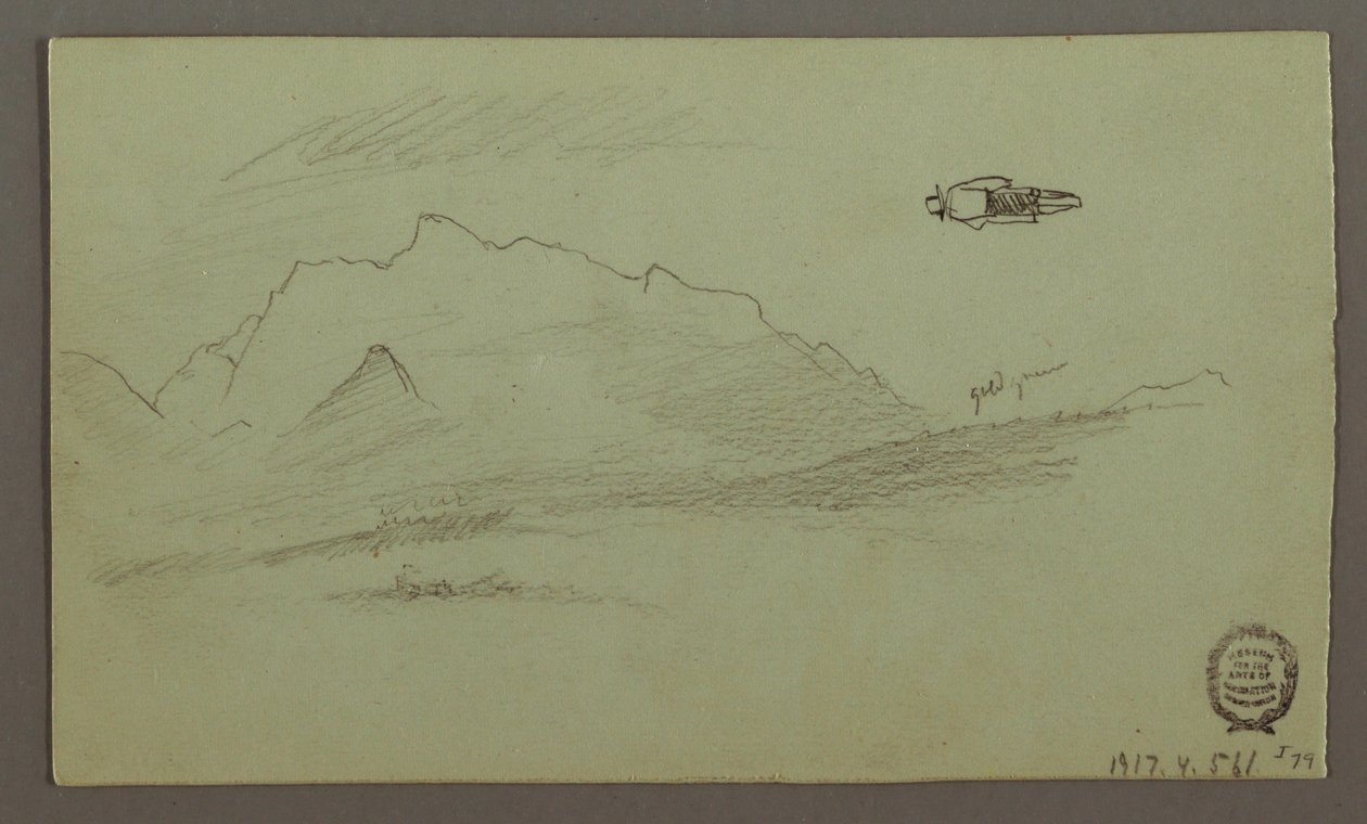 Tegning, Bjergtoppe, muligvis 1868 af Frederic Edwin Church