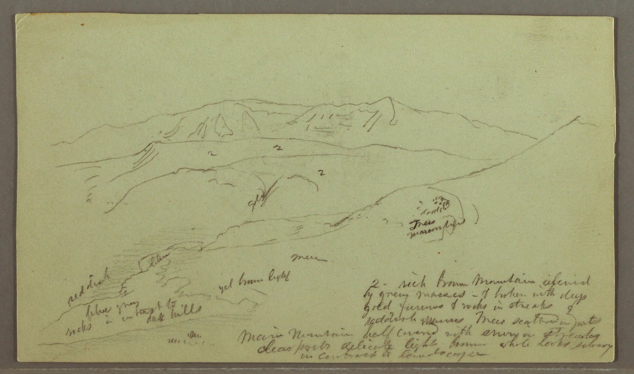 Tegning, bjergkæde, maj, muligvis 1868 af Frederic Edwin Church