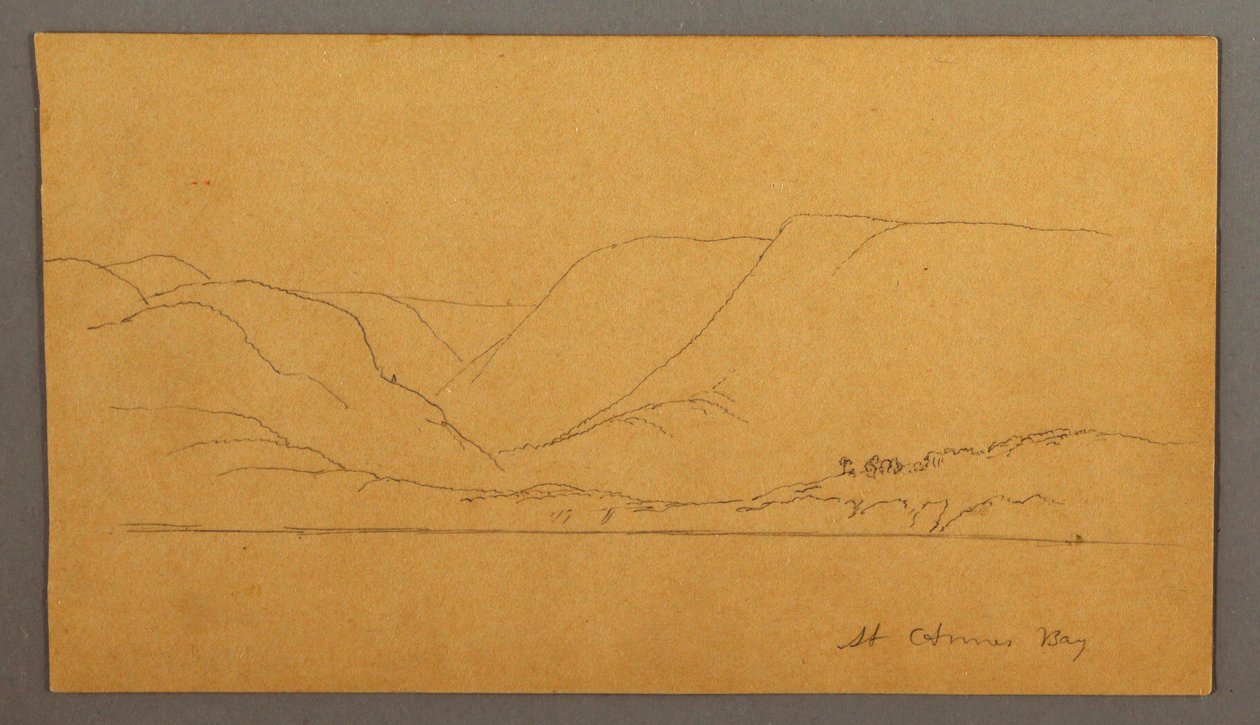 Tegning, bjergrig bugt, muligvis 1859 af Frederic Edwin Church