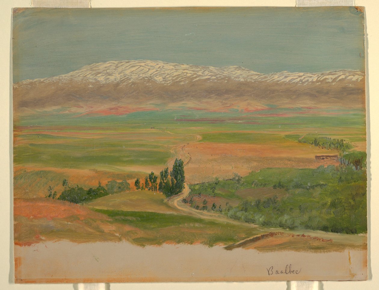 Tegning, bjerge nær Baalbec, maj 1868 af Frederic Edwin Church
