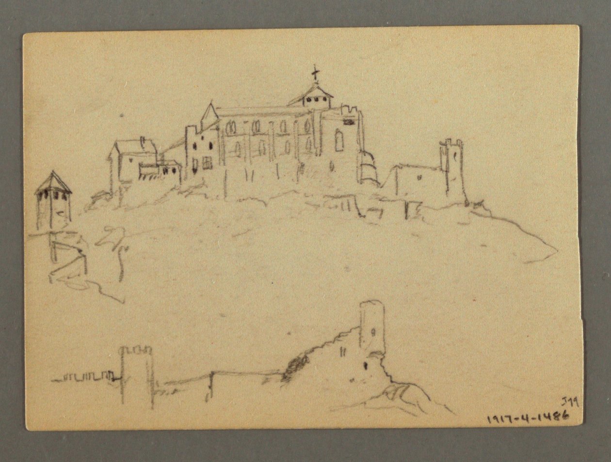 Tegning, bjergside, muligvis 1868 af Frederic Edwin Church