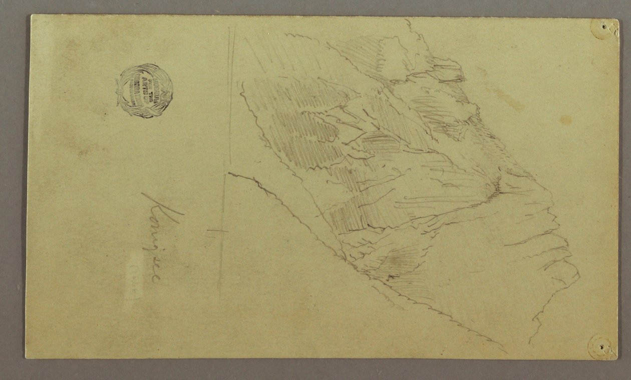 Tegning, bjergside, muligvis 1868 af Frederic Edwin Church