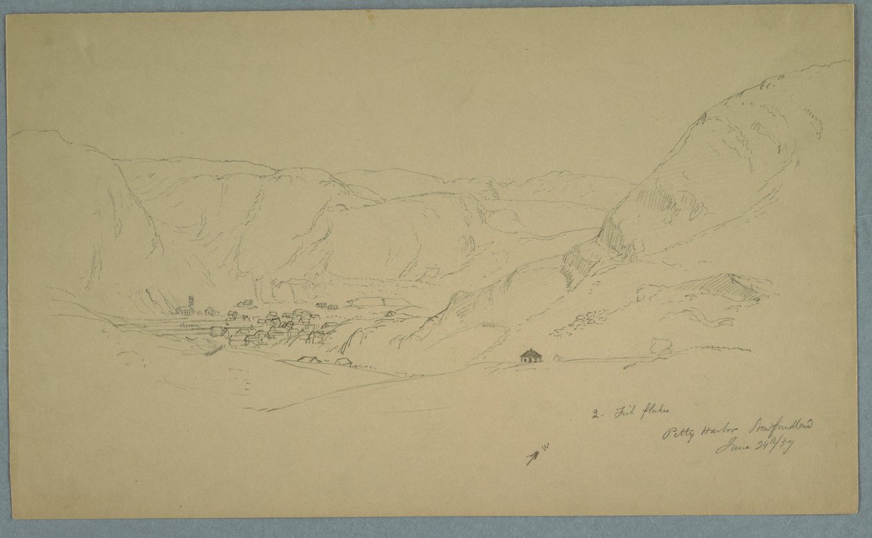 Tegning, Petty havn, 24. juni 1859 af Frederic Edwin Church