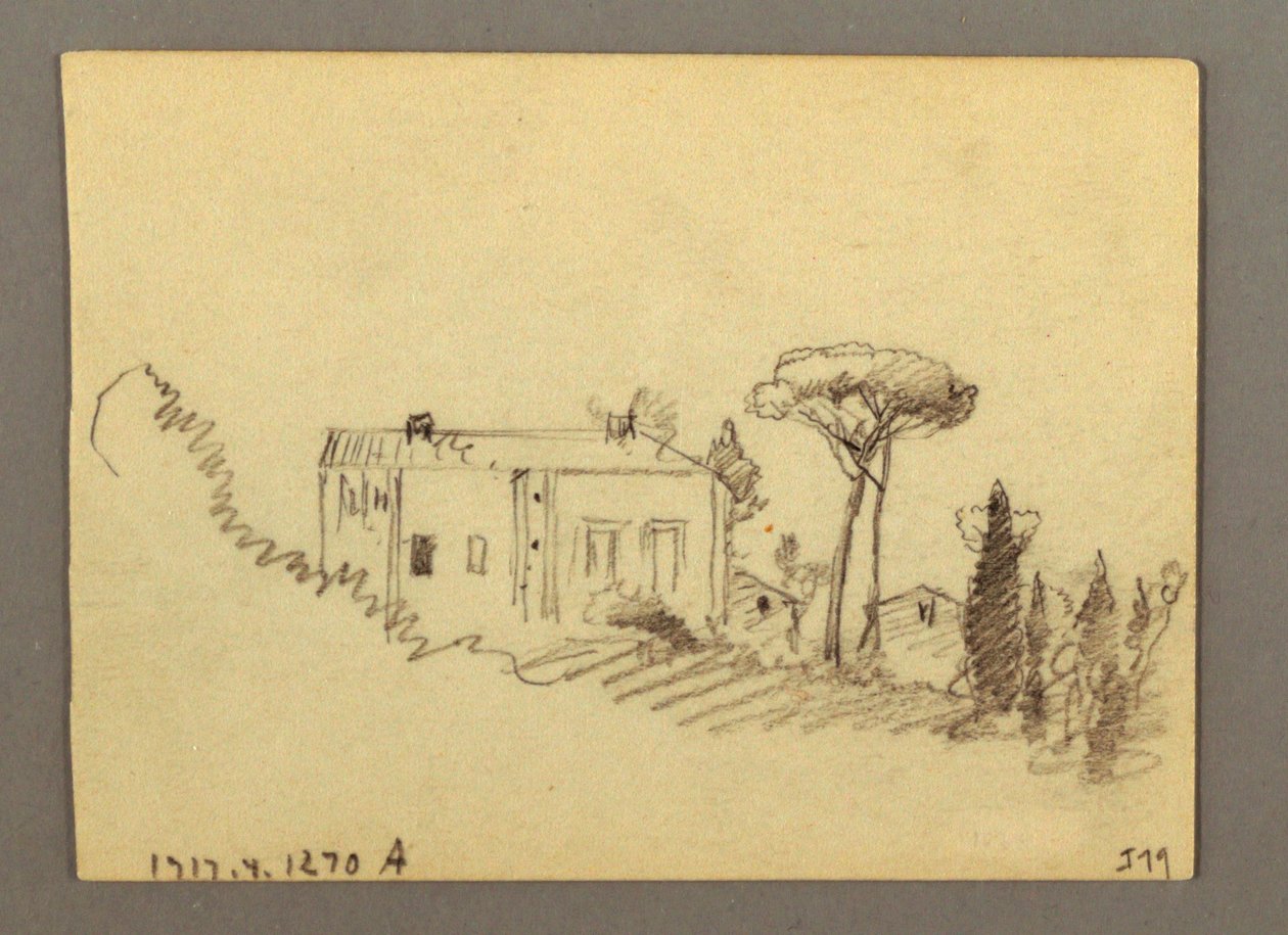 Tegning, Pilazzo over vand, muligvis 1868-69 af Frederic Edwin Church