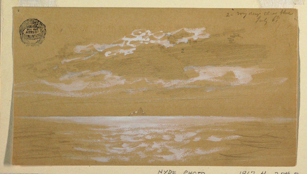 Tegning, havlandskab, Newfoundland, 6. juli 1859 af Frederic Edwin Church