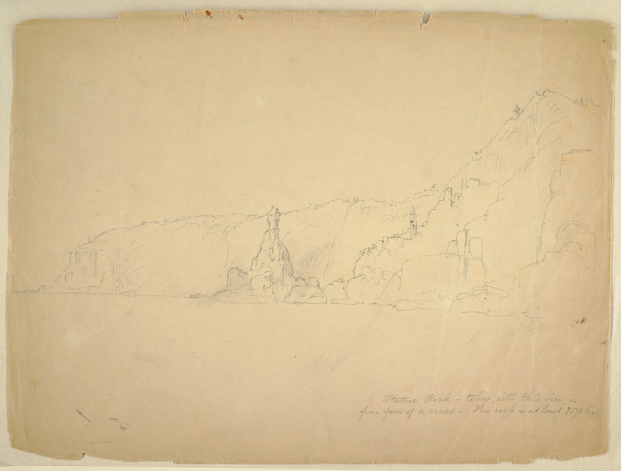 Tegning, "Statue Rock", september 1851 af Frederic Edwin Church