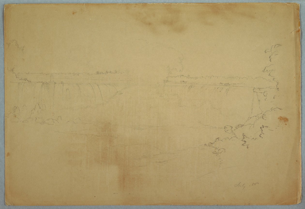 Tegning, The Canadian Falls, juli 1856 af Frederic Edwin Church