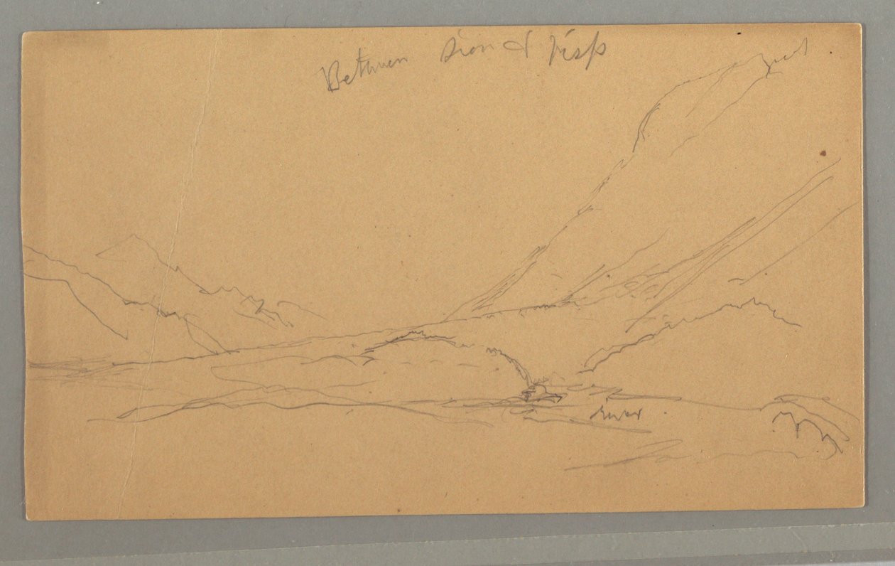 Tegning, Dalen fra Vallais, muligvis 1868 af Frederic Edwin Church