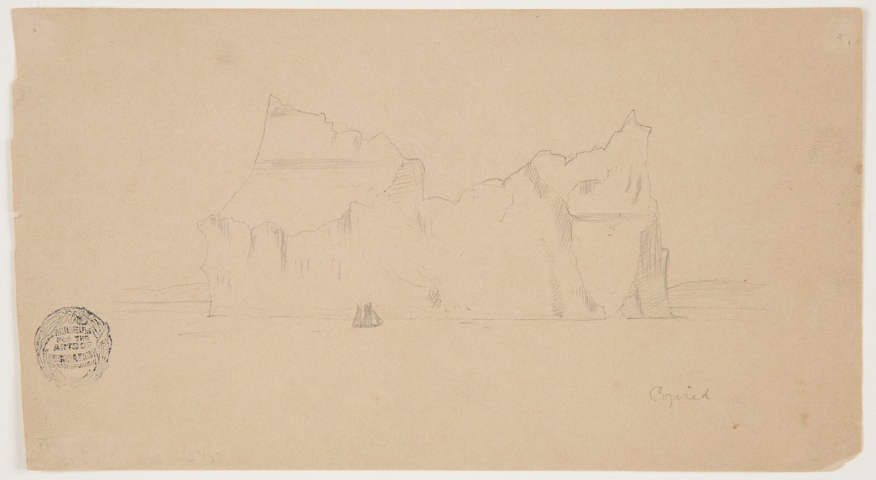 Flydende isbjerg med sejlbåd af Frederic Edwin Church