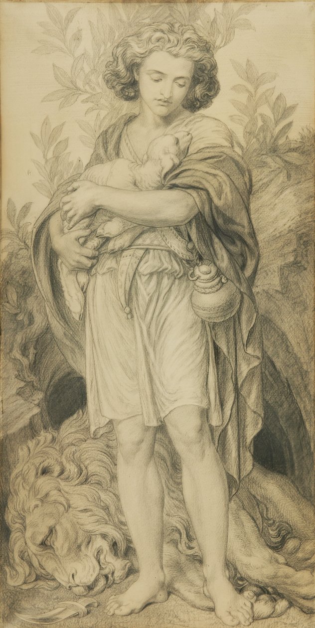 Søsterlig hjælp (blyant på papir) af Frederic James Shields