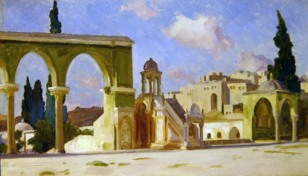 El Haram, Jerusalem (olie på panel) af Frederic Leighton
