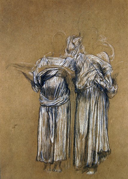 Studie til musik (kridt på papir) af Frederic Leighton