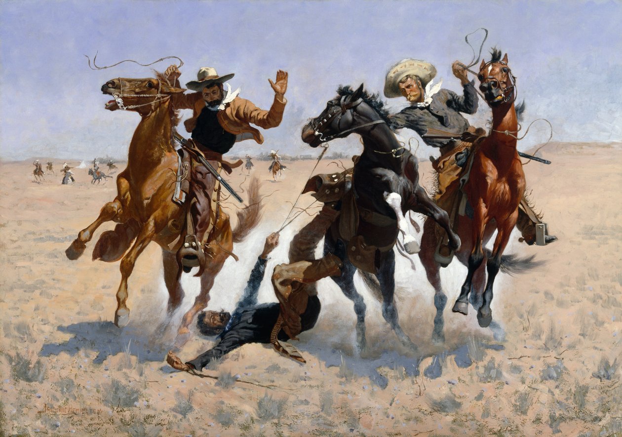 Aiding a Comrade, ca. 1890 (olie på lærred) af Frederic Remington