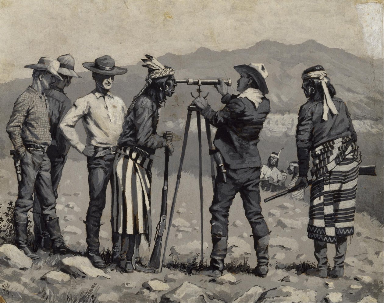 Kigger gennem teleskopet af Frederic Remington