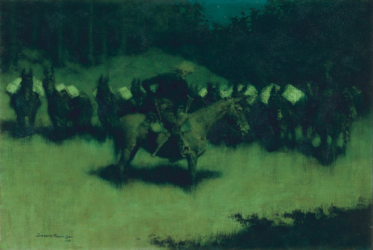 Scare in a Pack Train, 1908 af Frederic Remington