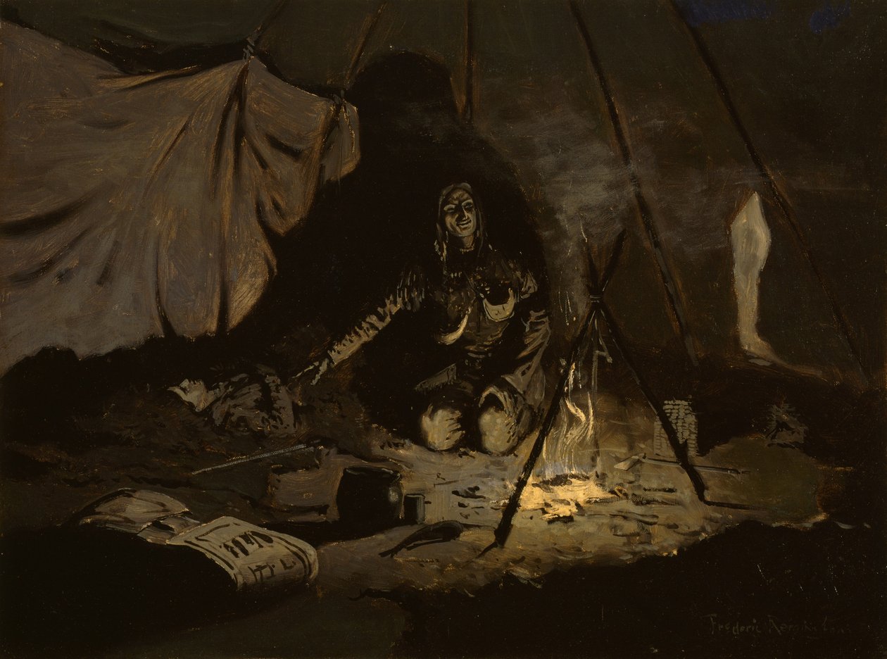 De tørre blade varede længere end hende af Frederic Remington