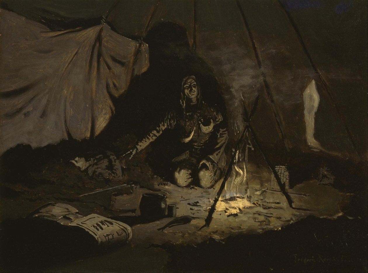 De tørre blade varede længere end hende af Frederic Remington