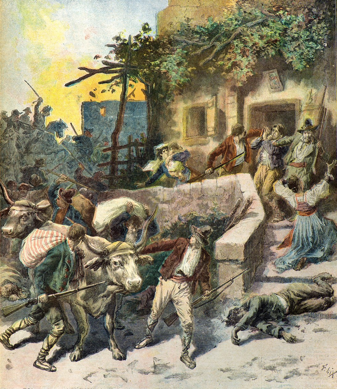 Plyndring af et hus på Sicilien af Frederic Theodore Lix