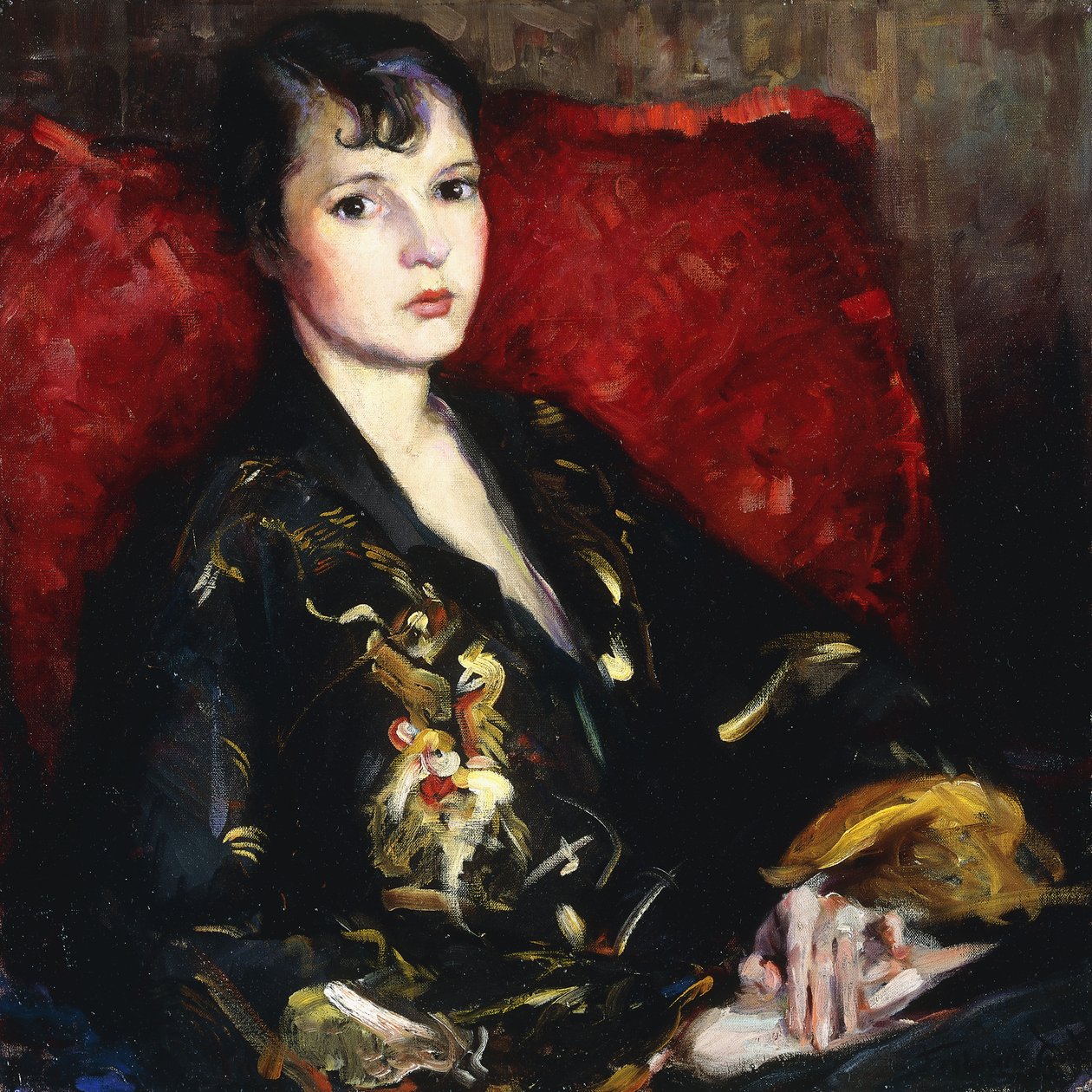 Figur i kimono (olie på lærred) af Frederic W. Goudy