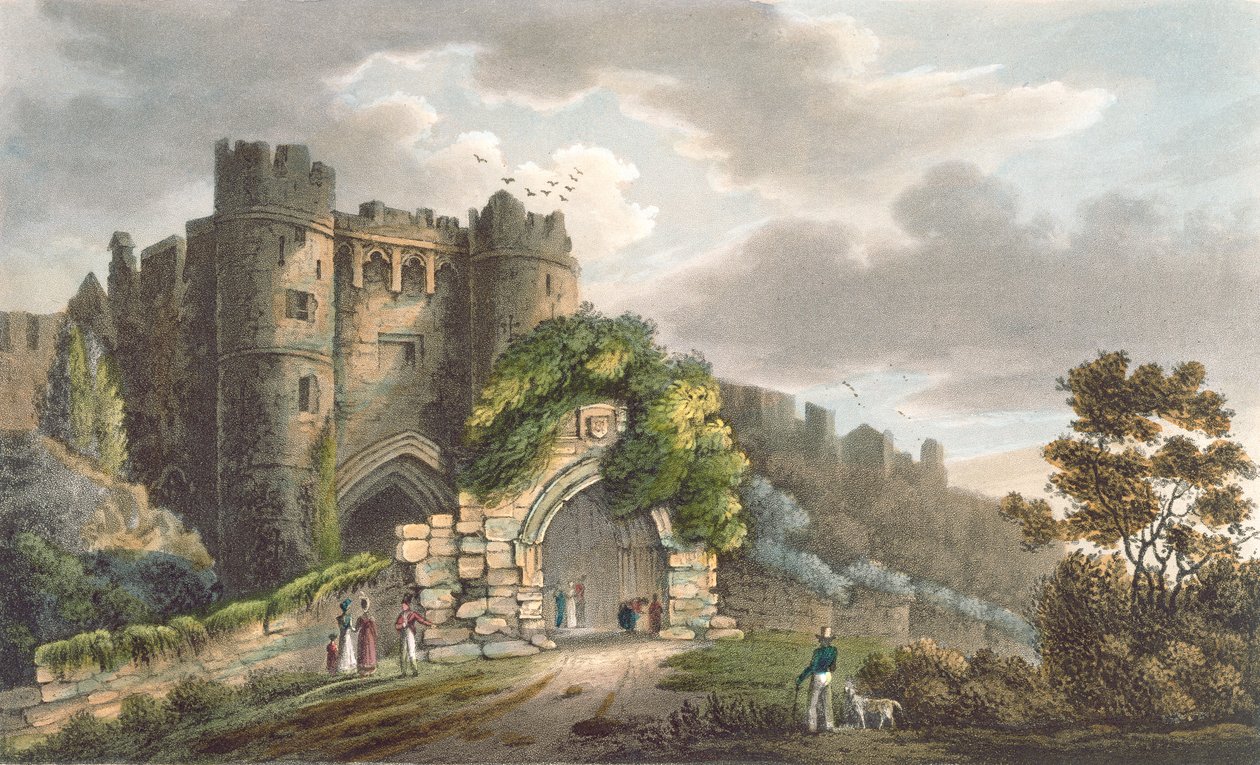 Carisbrook Castle, fra "The Isle of Wight Illustrated, in a Series of Coloured Views", graveret af P. Roberts, udgivet 1846 (akvatint) af Frederick Calvert