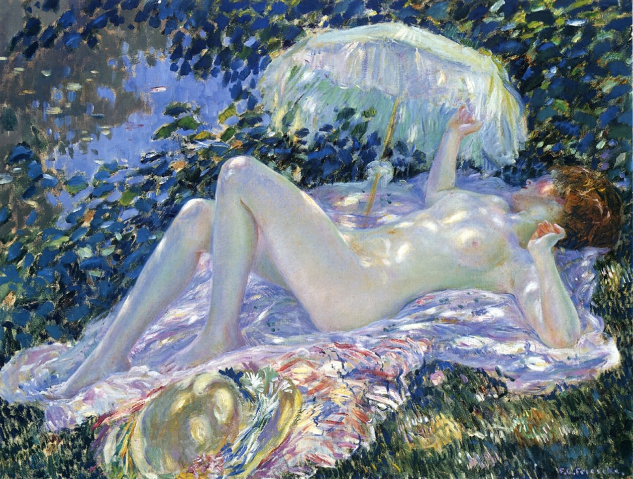 Solbadning, ca. 1913 af Frederick Carl Frieseke