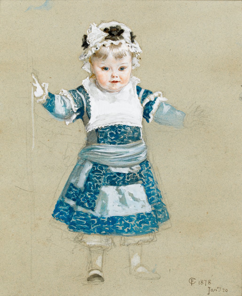 Frederica i sin festkjole, 1878 (wc på papir) af Frederick Goodall