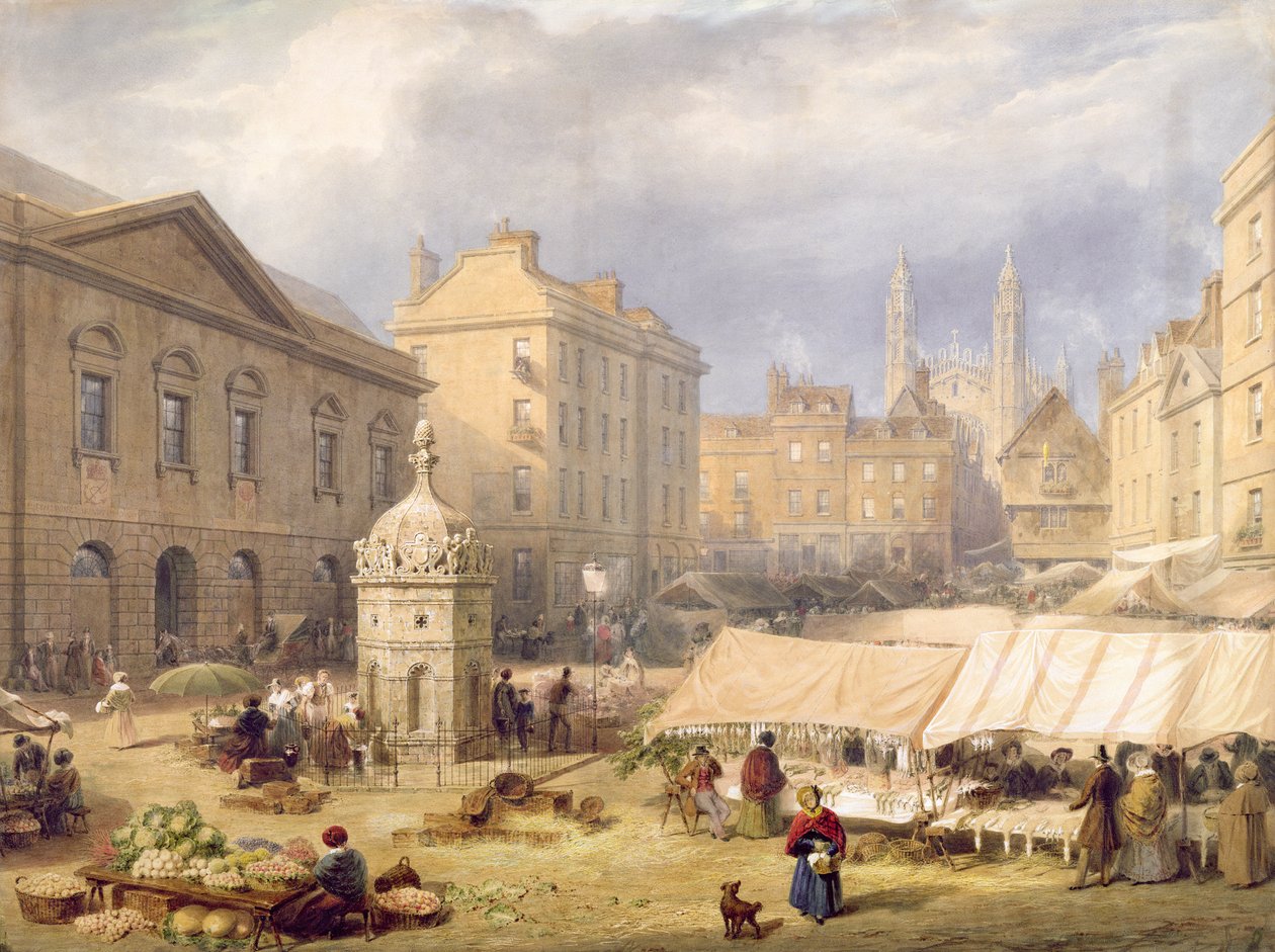 Cambridge Market Place, 1841 af Frederick Mackenzie