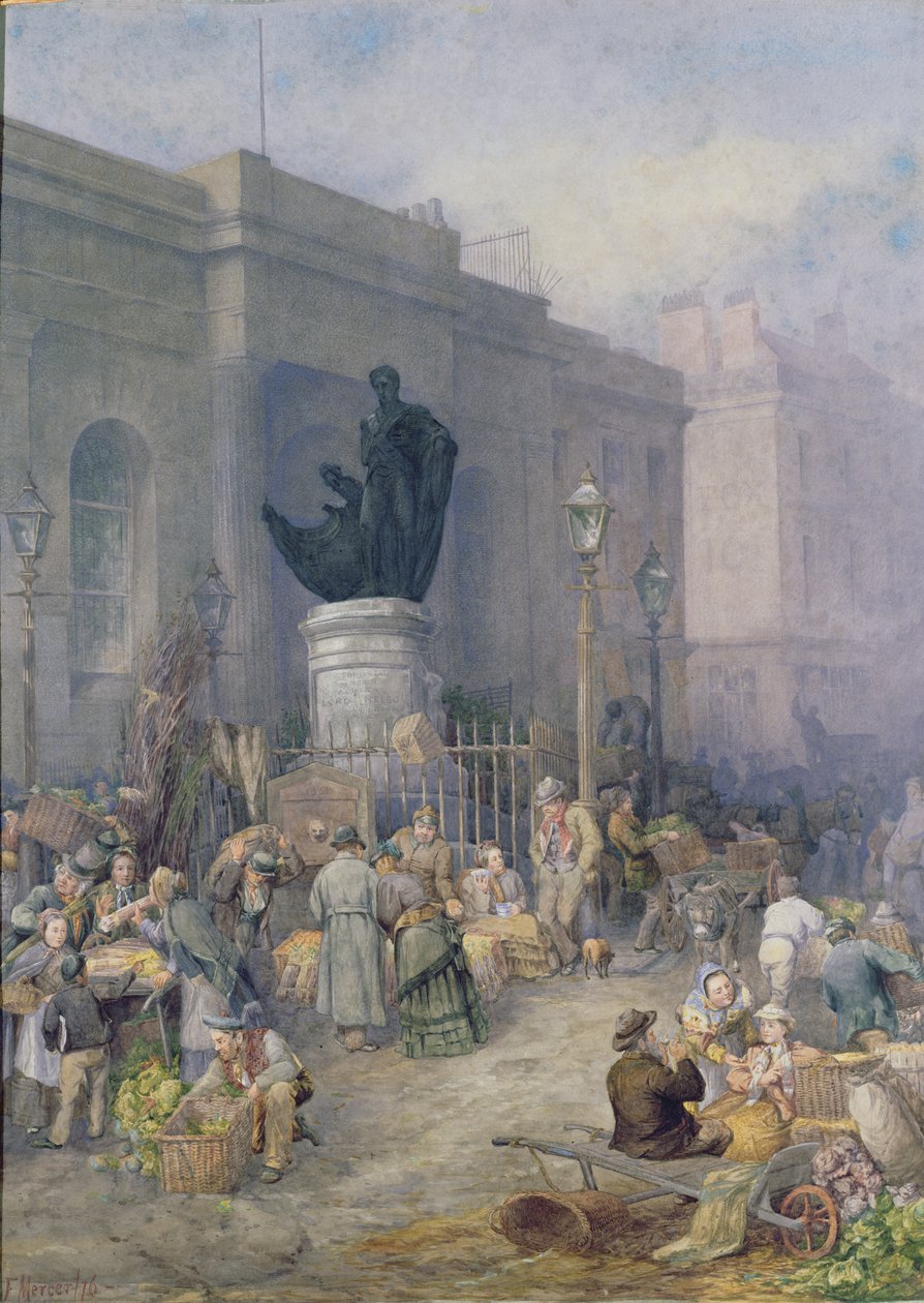 Market Morning, Birmingham, 1876 (wc) af Frederick Mercer