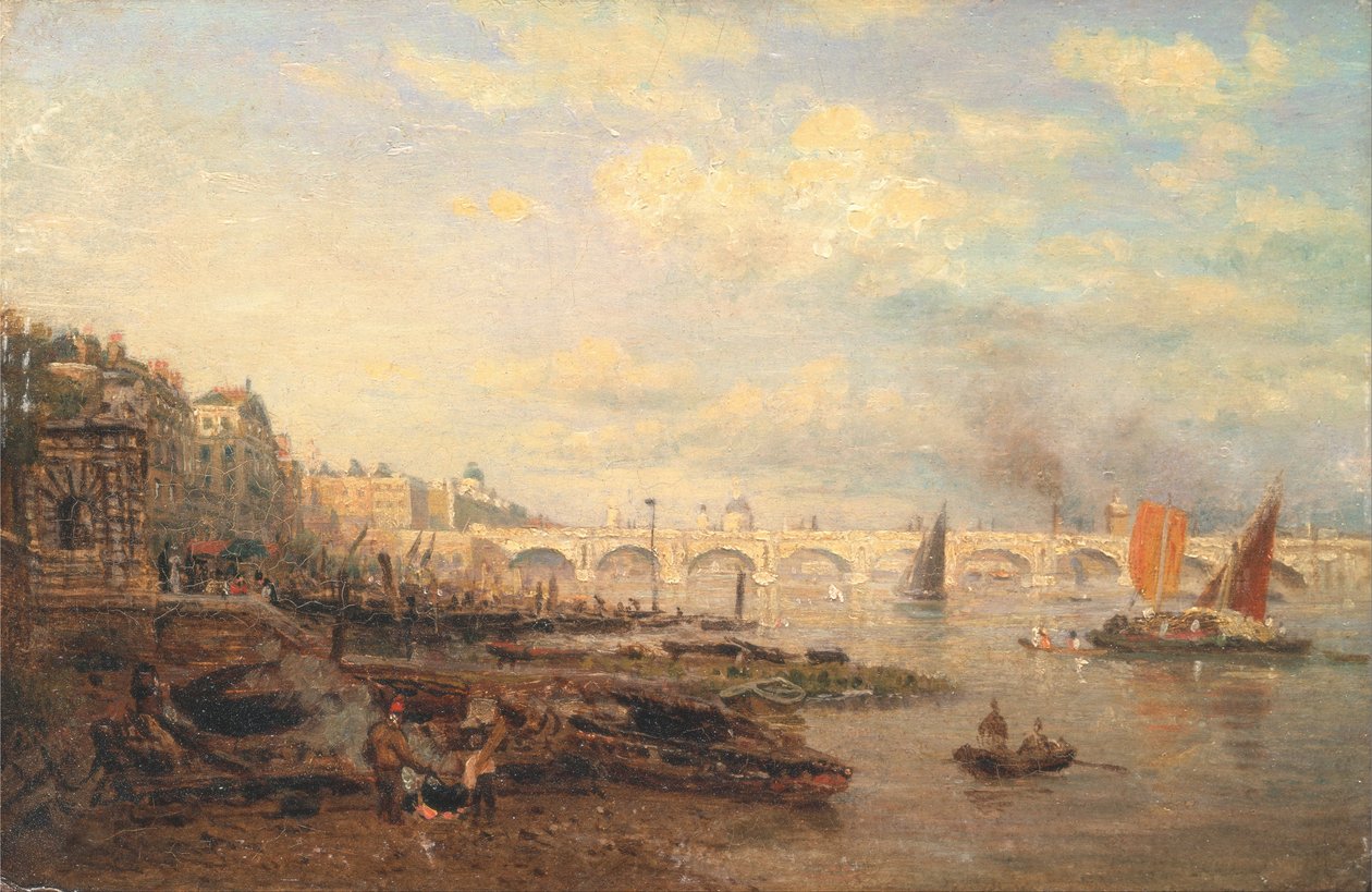 Themsen og Waterloo Bridge fra Somerset House af Frederick Nash