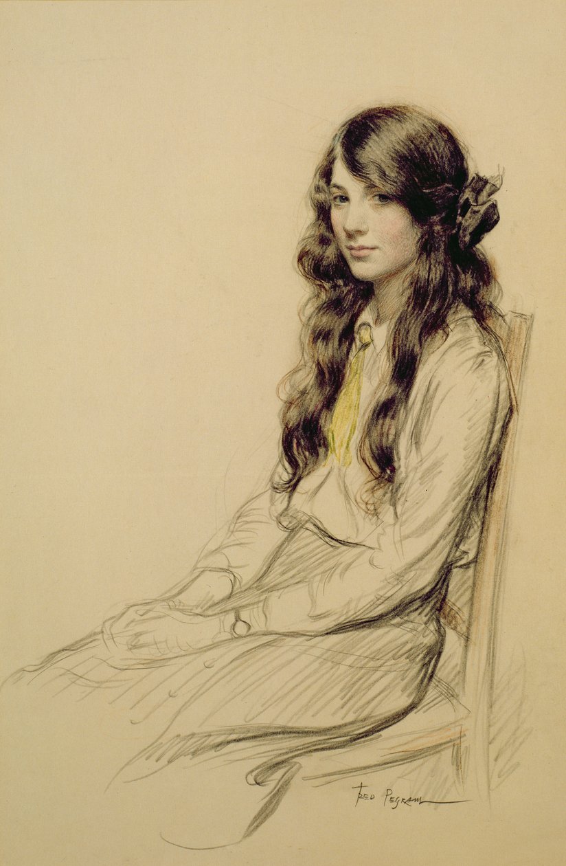 Portræt af en ung pige, ca. 1914 (kridt) af Frederick Pegram