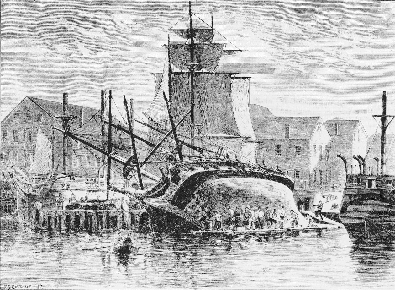 Hvalfangstskibe i New Bedford, Massachusetts, 1882 (bw foto) af Frederick Swartwout Cozzens