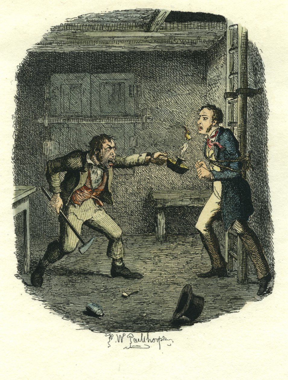 Timely Rescue of Pip, Great Expectations, ca. 1885 (håndfarvet gravering) af Frederick W. Pailthorpe