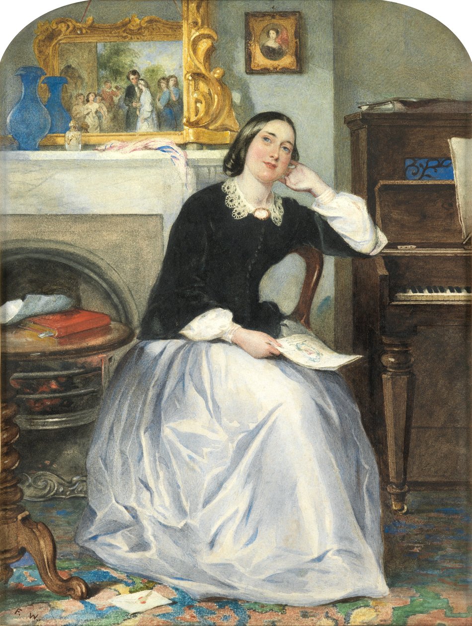 The Love Token (wc und bodycolour på papir) af Frederick Walker
