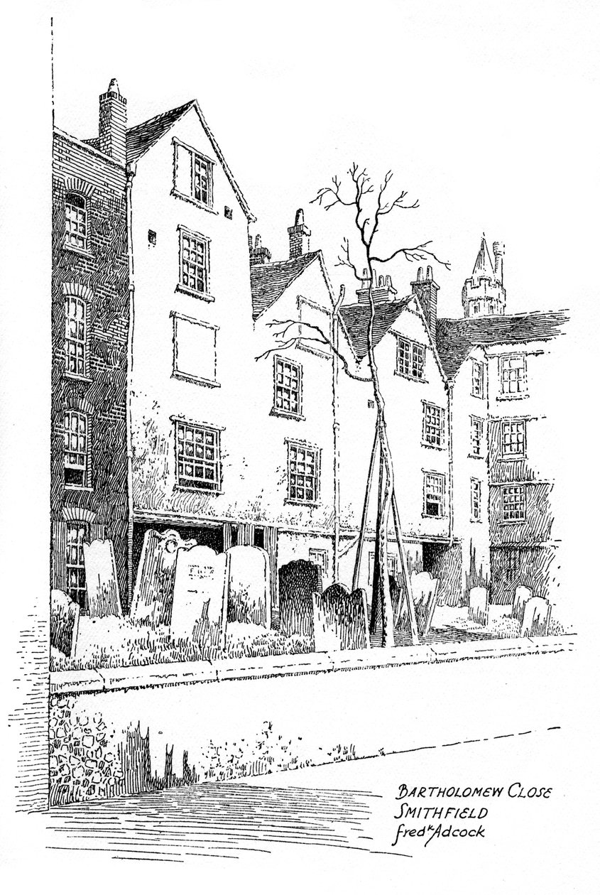 Bartholomew Close, Smithfield, London, 1912. af Frederick Adcock