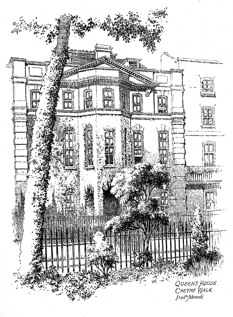 Queens House, Cheyne Walk, Chelsea, London, 1912 af Frederick Adcock