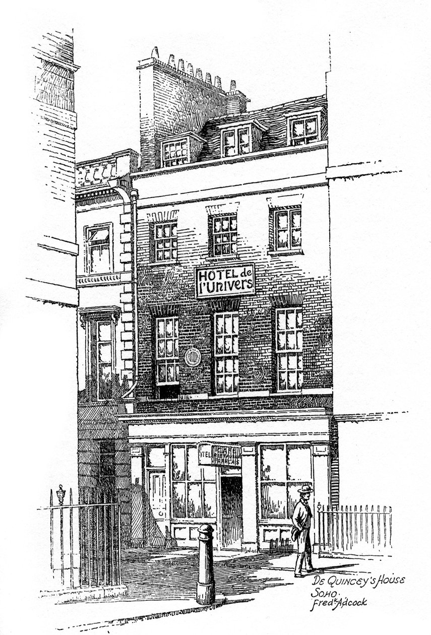 Thomas de Quincey hus, Soho, London, 1912 af Frederick Adcock