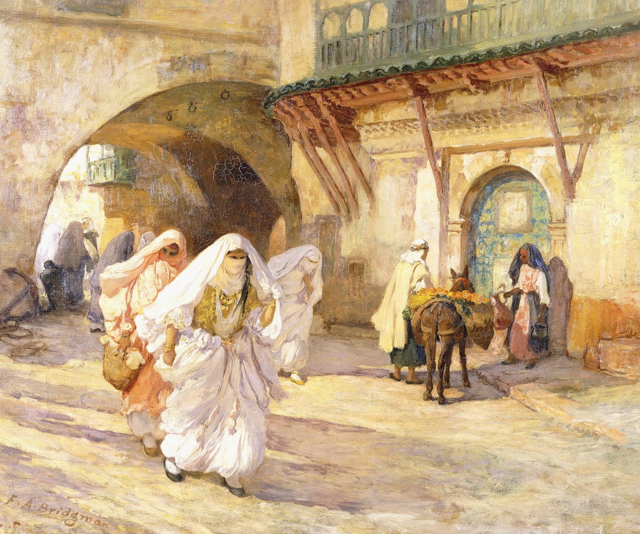 Arabiske kvinder i en gade, af Frederick Arthur Bridgman