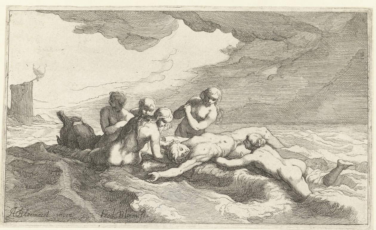 Hero en Leander af Frederick Bloemaert
