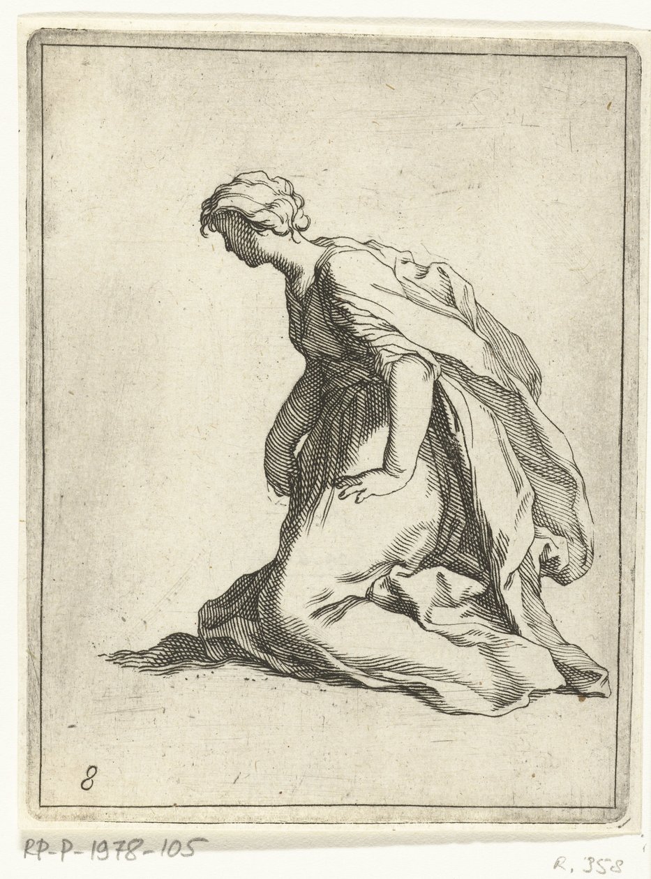 Knælende ung kvinde 15 små figurer (serietitel) af Frederick Bloemaert