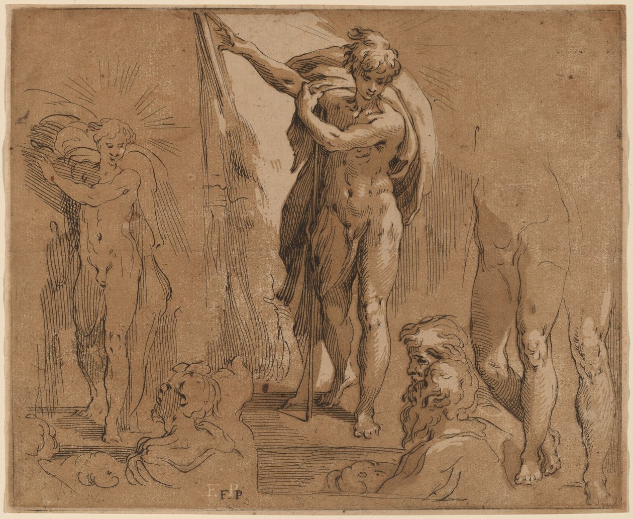Sankt Johannes Døberen af Frederick Bloemaert after Parmigianino