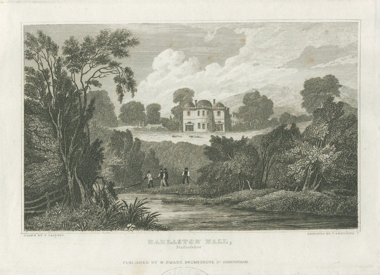 Darlaston Hall: gravering, nd [c 1830] af Frederick Calvert