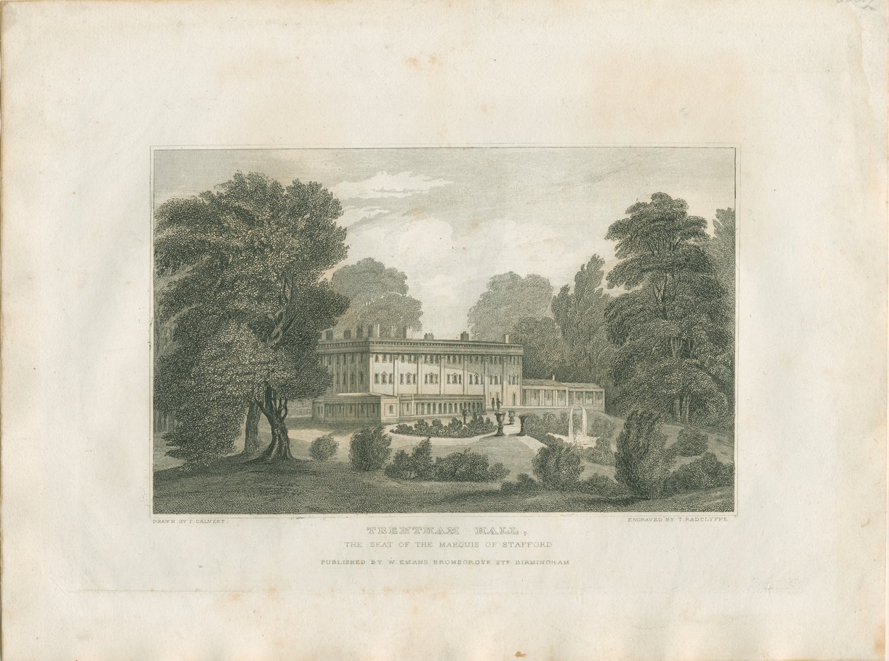 Trentham Hall: gravering, nd [c 1830] (tryk) af Frederick Calvert