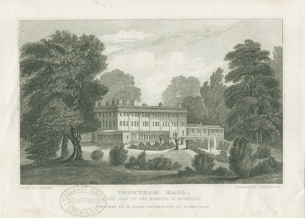 Trentham Hall: gravering, nd [c 1830] (tryk) af Frederick Calvert